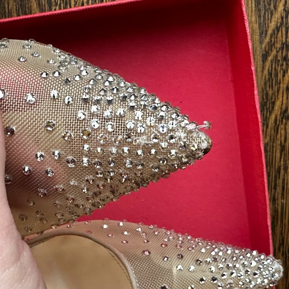 Christian Louboutin Nude Mesh Crystal Pumps - Picture 7 of 8